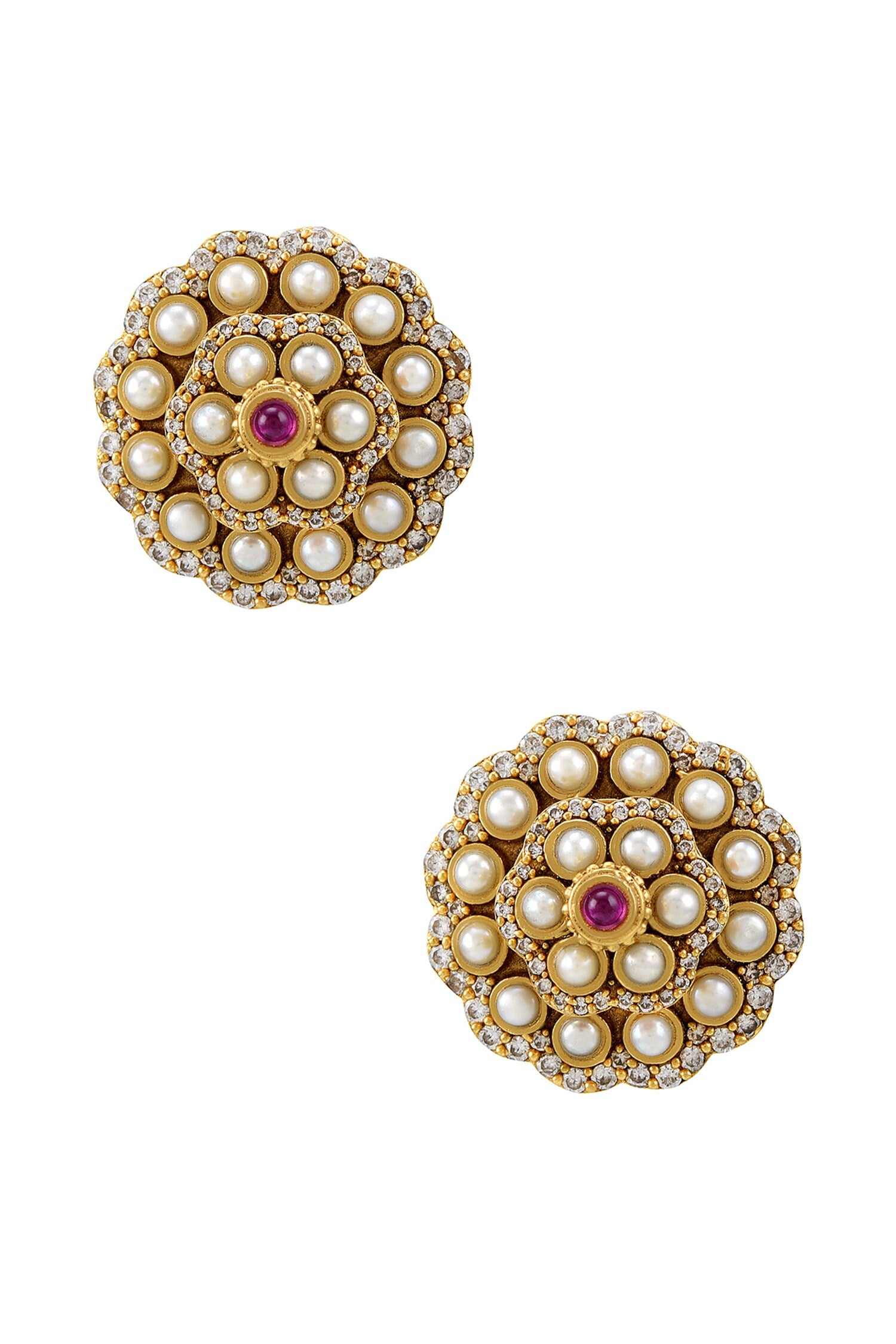 Gul Floral Cutwork Studs 