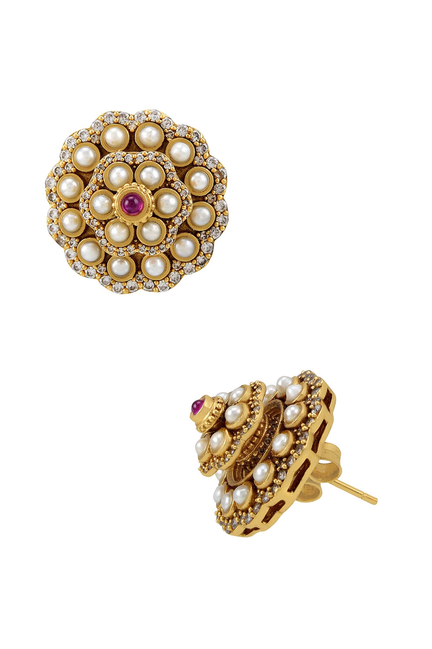 Gul Floral Cutwork Studs 