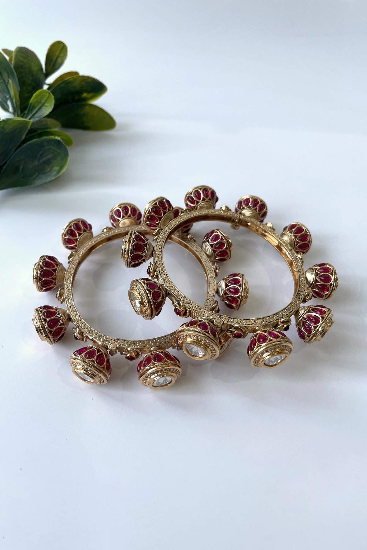 Stones Embellished Bangles - Set Of 2 