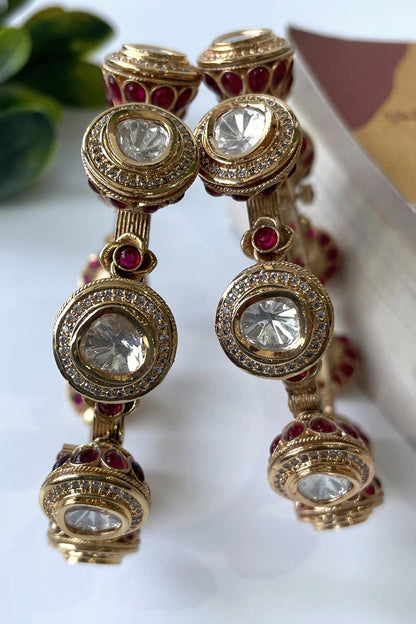 Stones Embellished Bangles - Set Of 2 