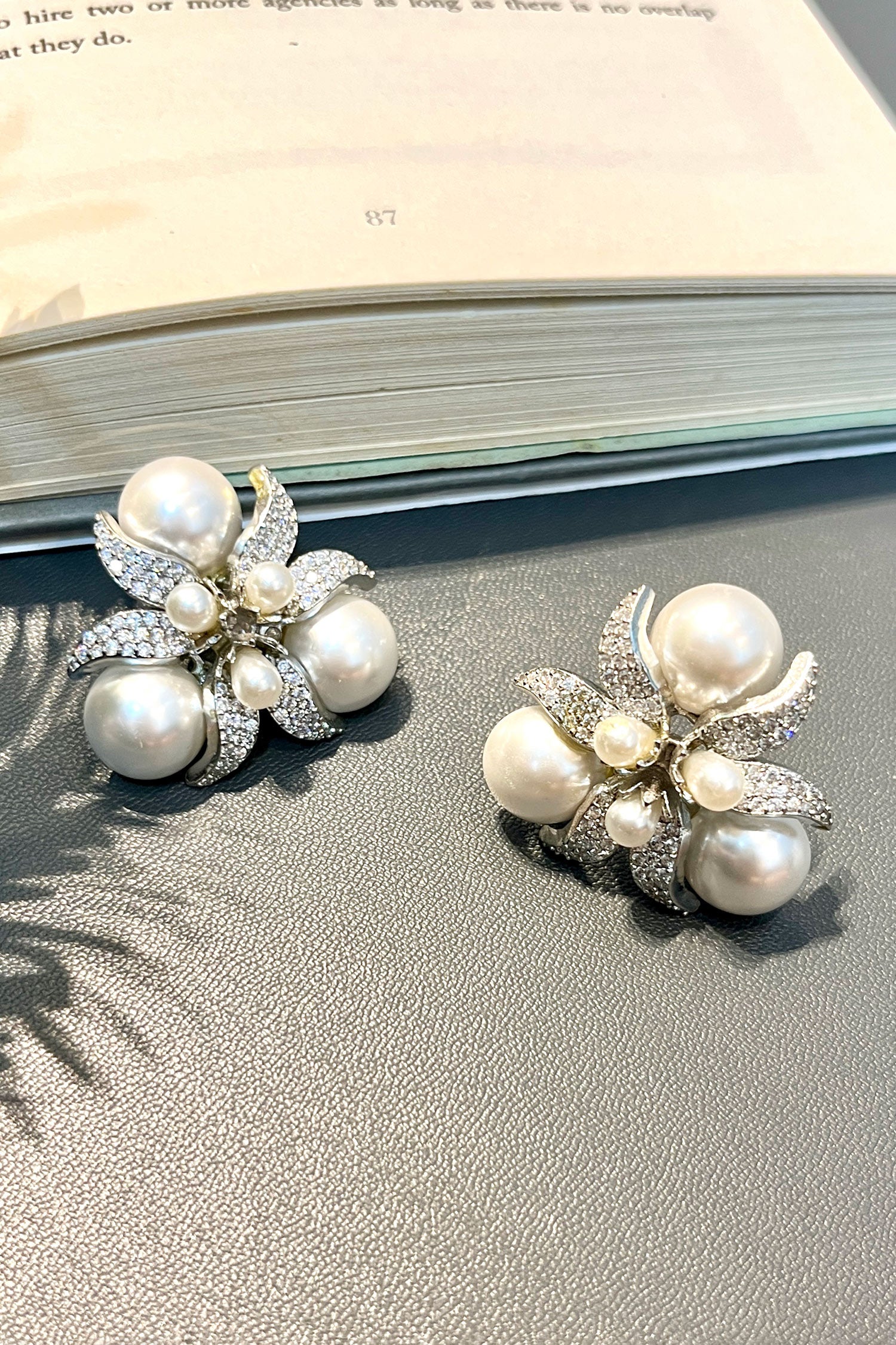 Zircon Studded Floral Earrings 