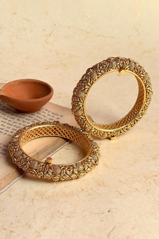 Temple Carved Bangles - Set of 2 