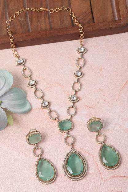 Dewdrop Stone Studded Jewellery Set 