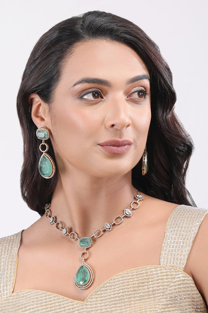 Dewdrop Stone Studded Jewellery Set 