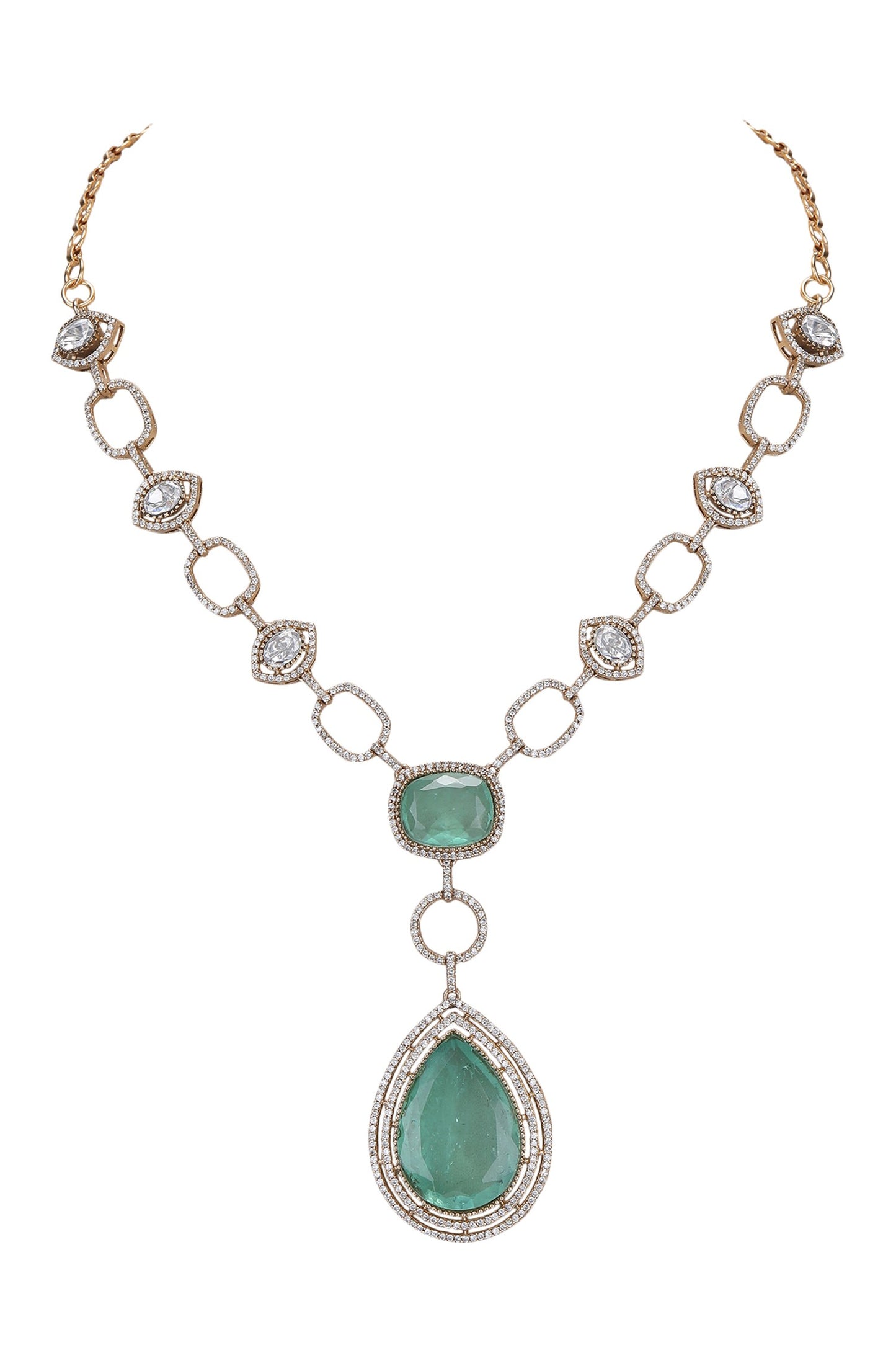 Dewdrop Stone Studded Jewellery Set 