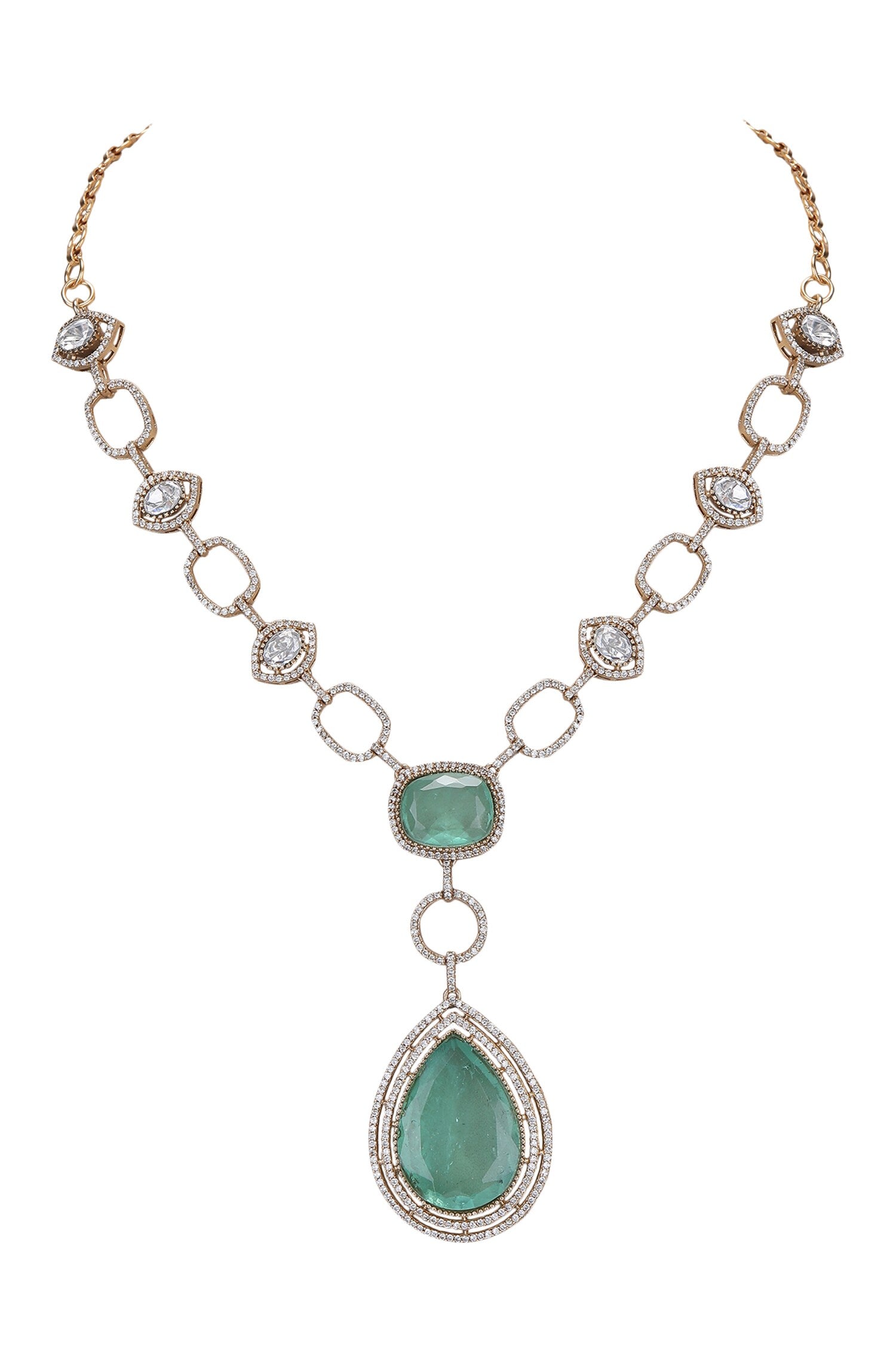 Dewdrop Stone Studded Jewellery Set 