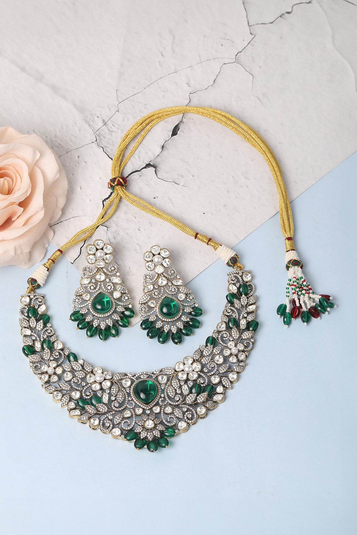 Damask Zircon Stone Encrusted Jewellery Set 