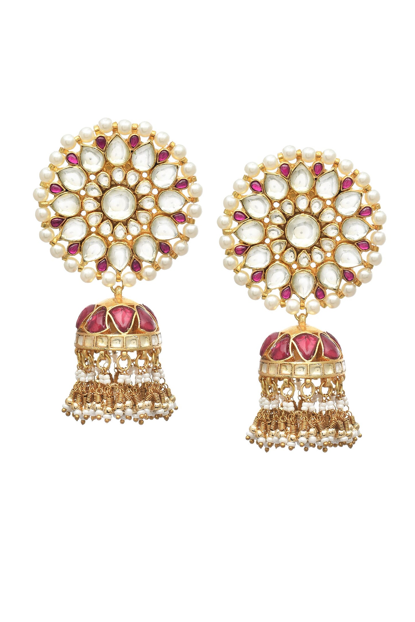 Ruby Embellished Jhumkas 