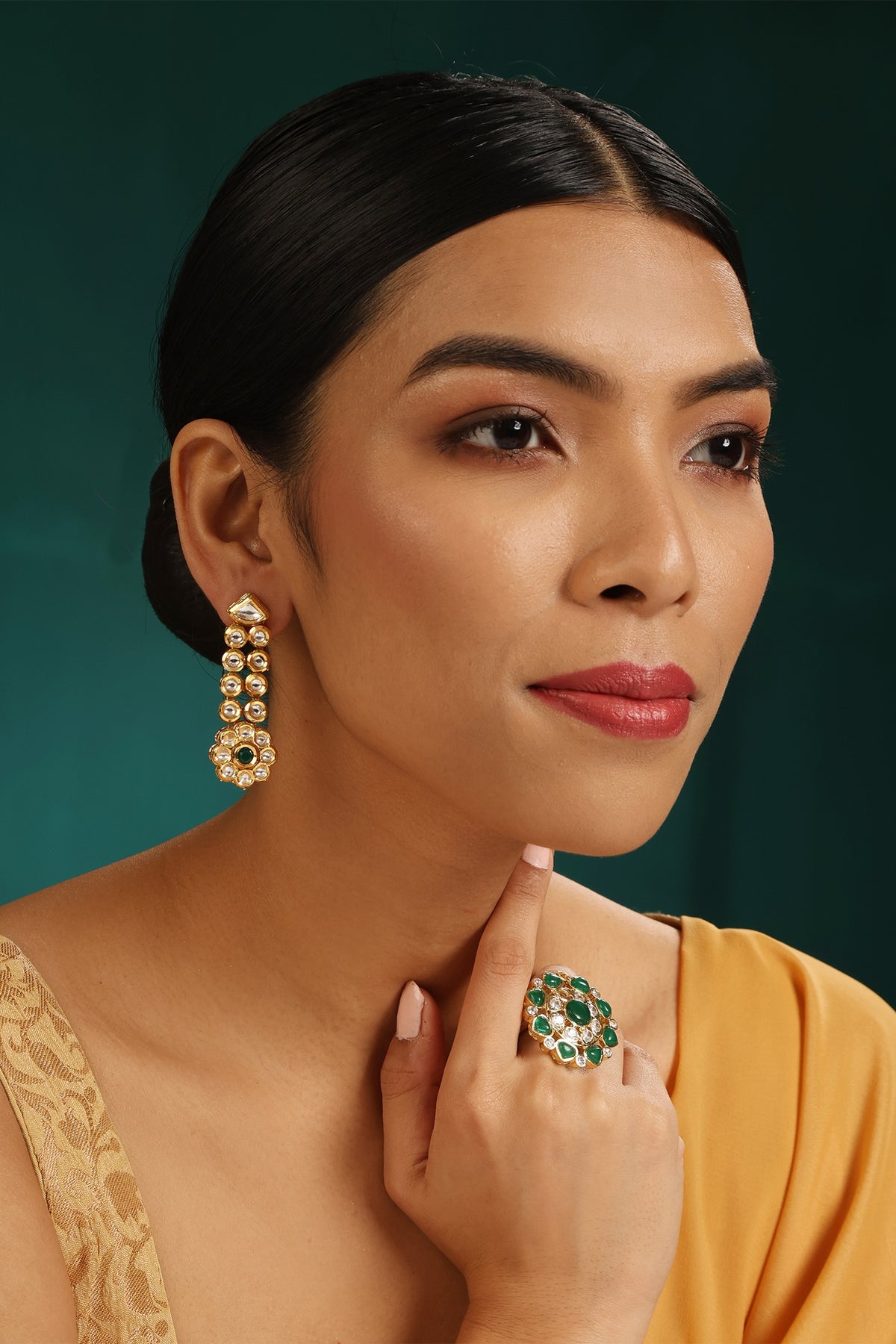 Floret Vine Kundan Embellished Earrings 