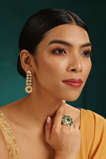 Floret Vine Kundan Embellished Earrings 