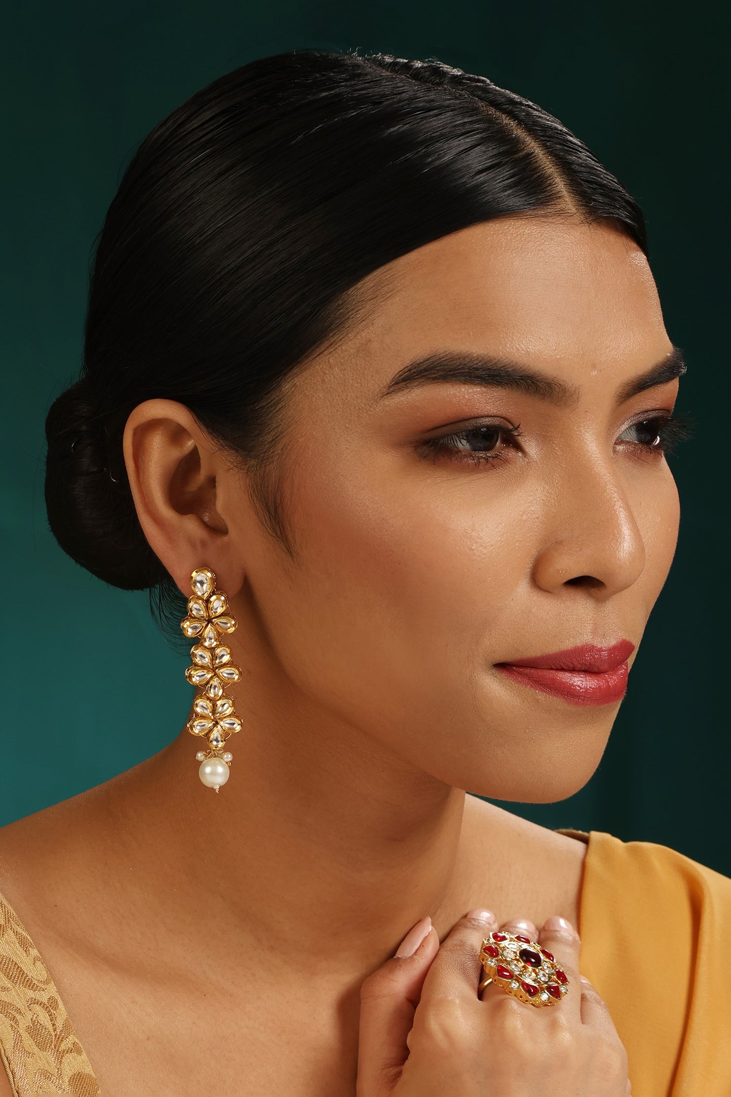Bloom Vine Kundan Embellished Earrings 