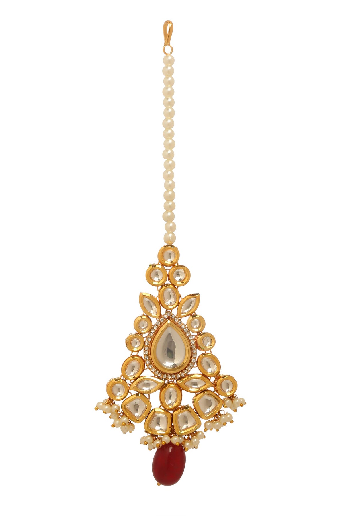 Floral Kundan & Bead Embellished Maangtikka 