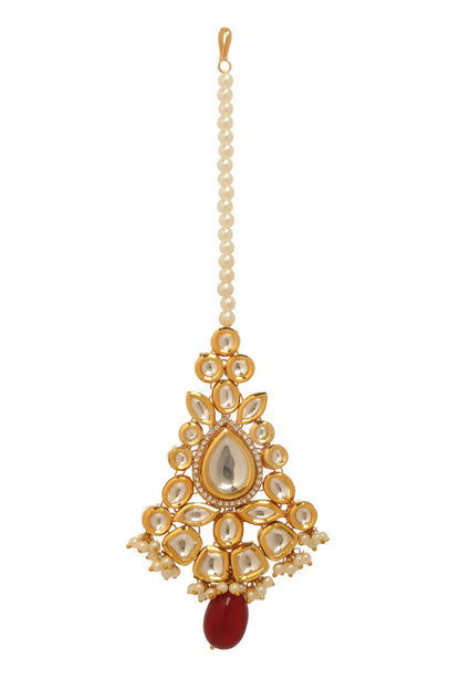 Floral Kundan & Bead Embellished Maangtikka 