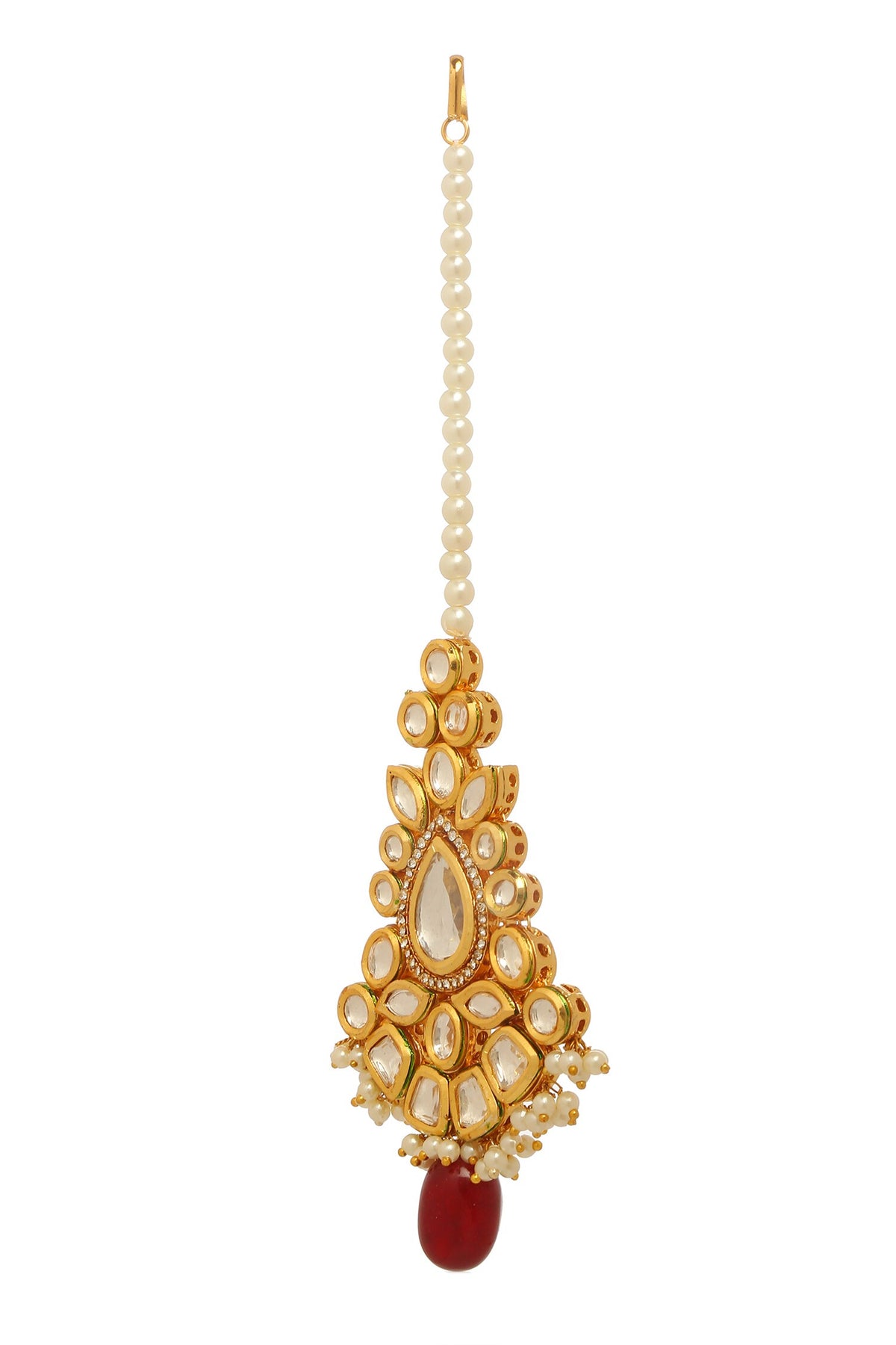 Floral Kundan & Bead Embellished Maangtikka 