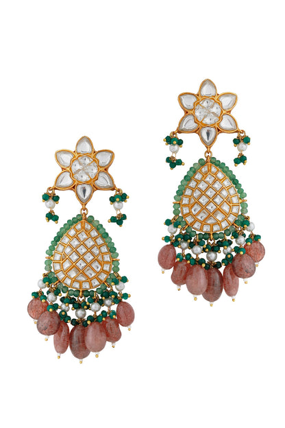 Kundan Embellished Long Pendant Necklace Set 
