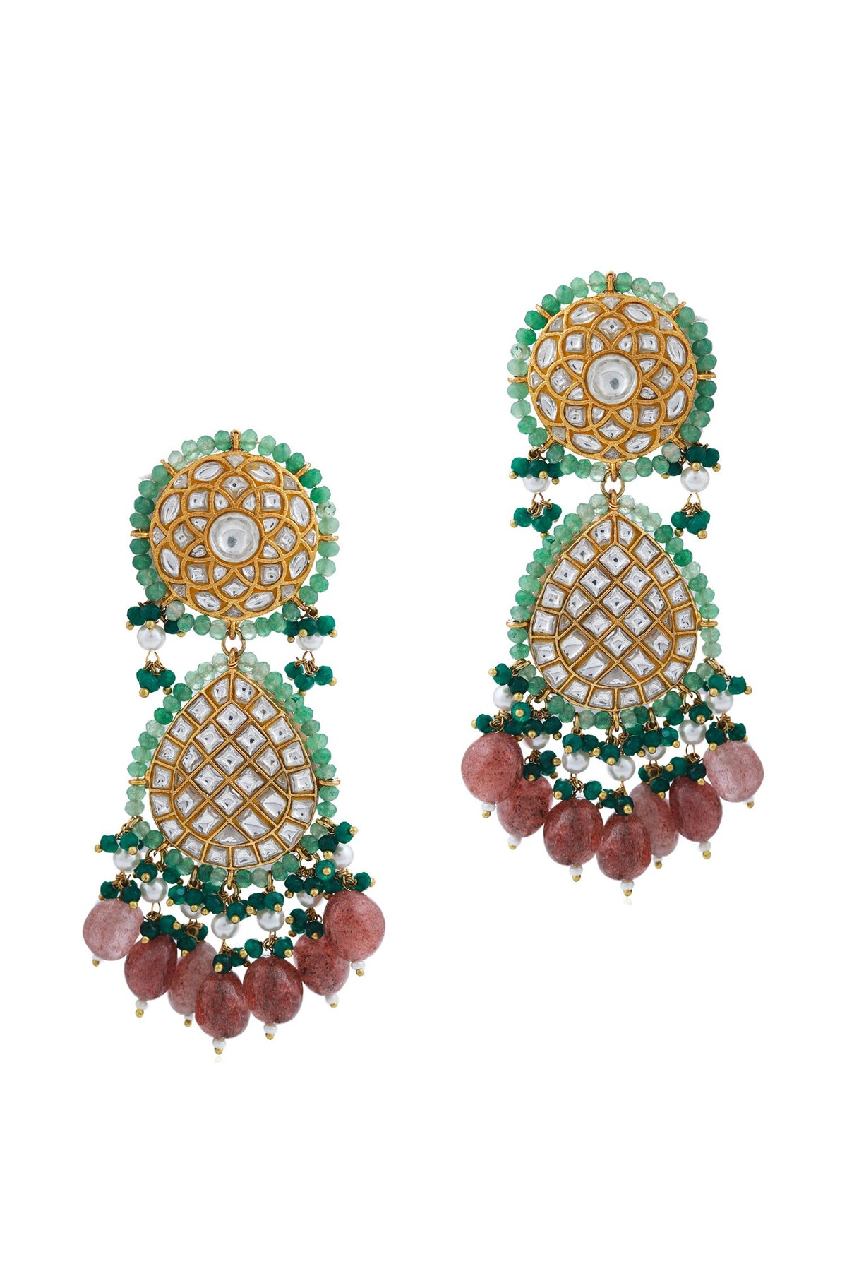 Jadtar Stones Embellished Pendant Choker Necklace Set 