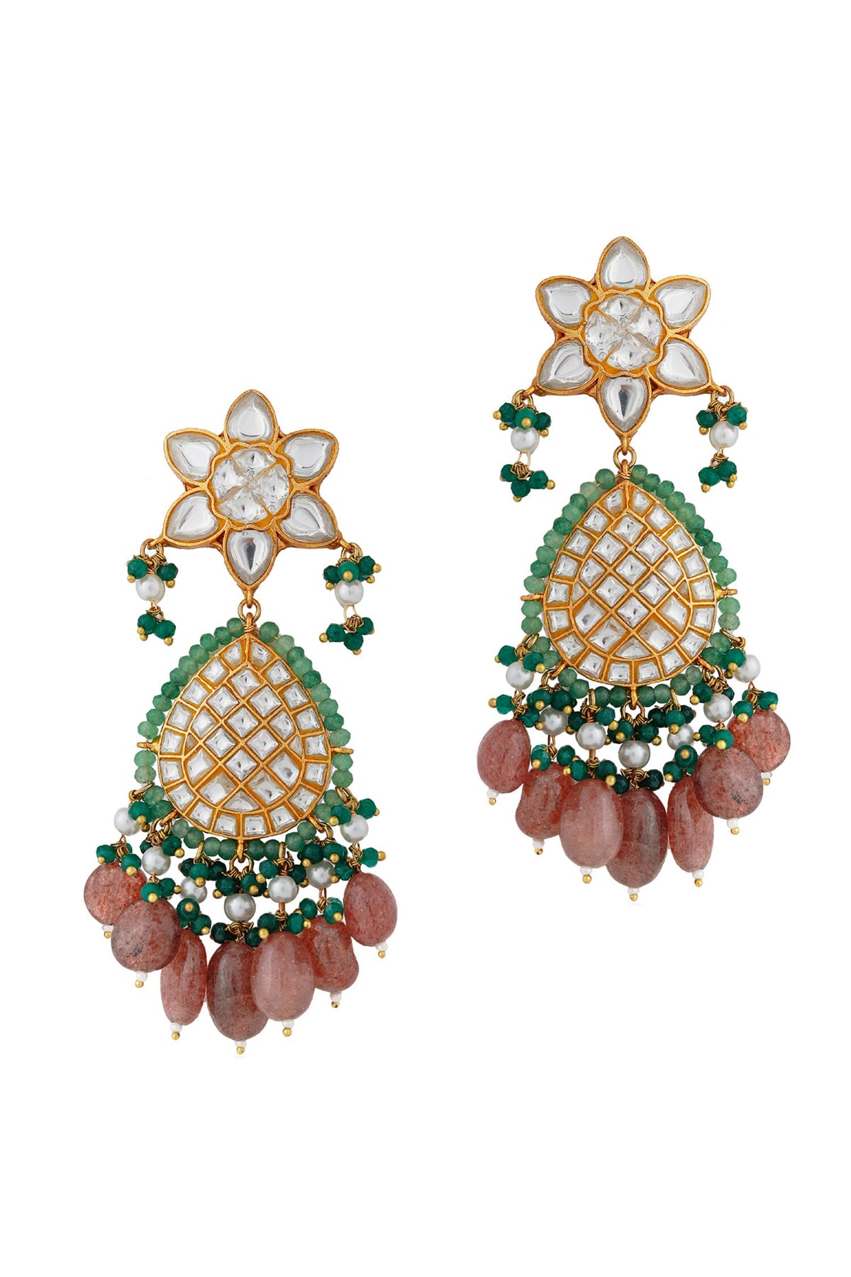 Jadau Stones Embellished Dangler Earrings 