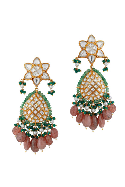 Jadau Stones Embellished Dangler Earrings 