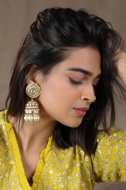 Floret Pearl & Stone Embellished Jhumkas 