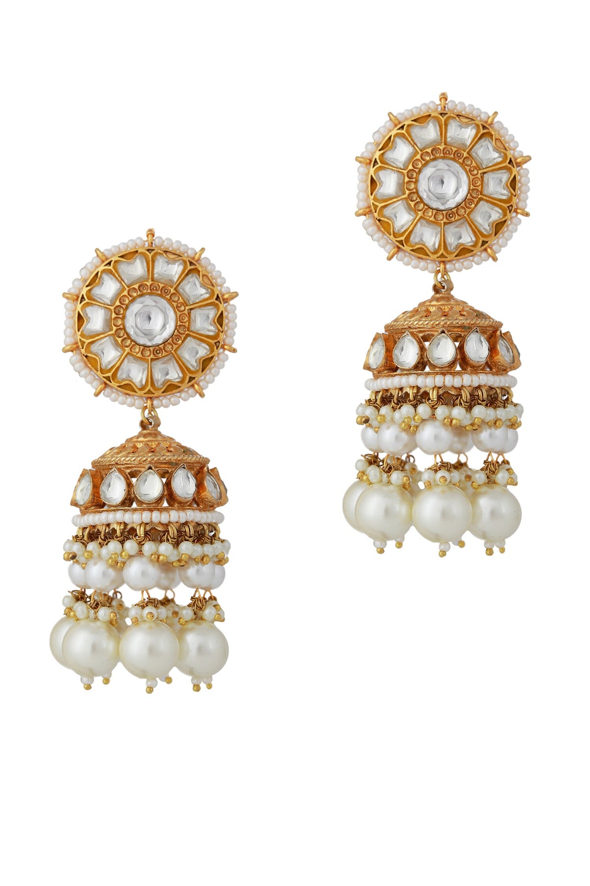 Floret Pearl & Stone Embellished Jhumkas 