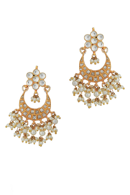 Phool Studded Jadau Chandbali Earrings 