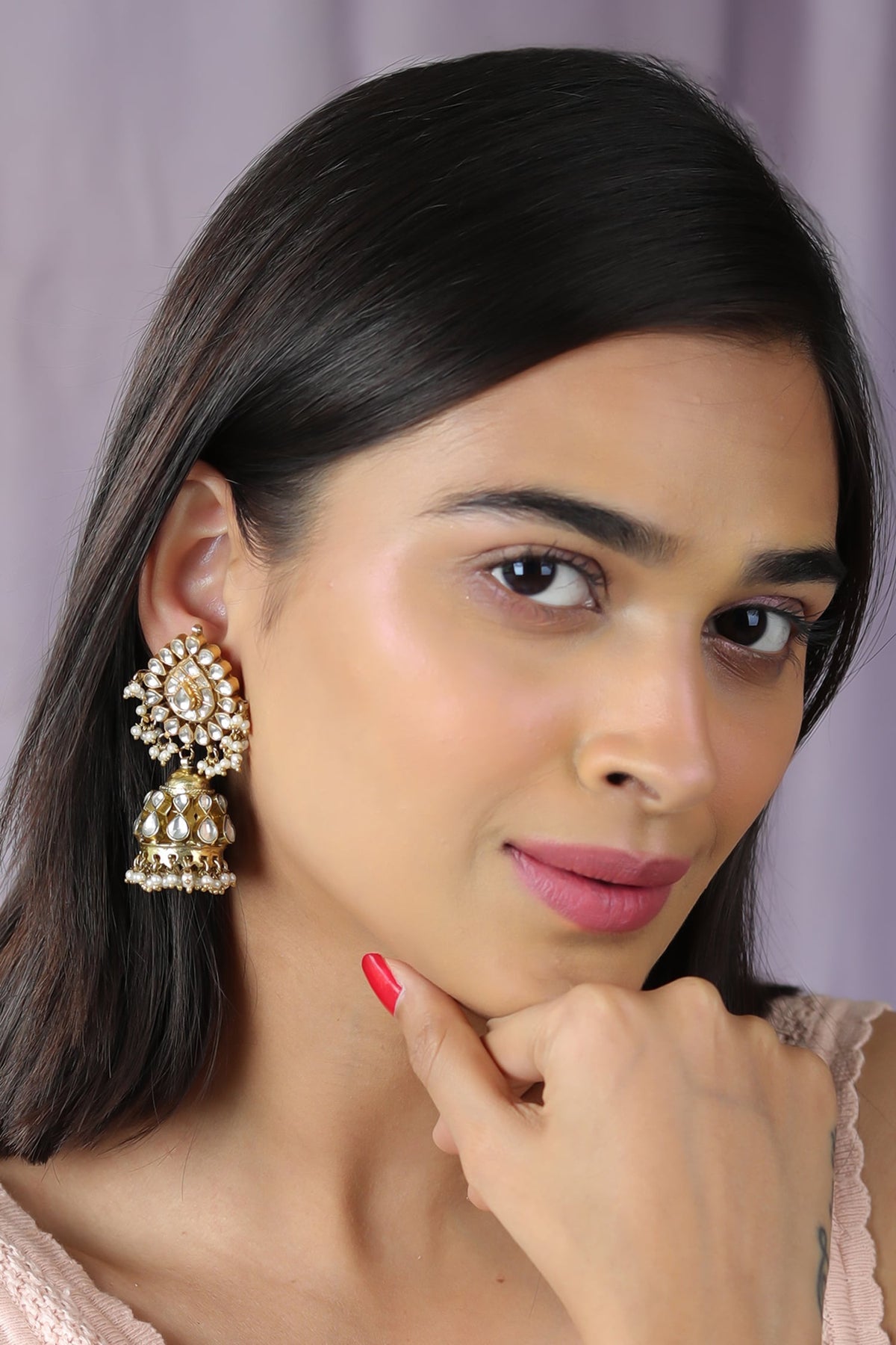 Glitz Petal Jadau Jhumkas 