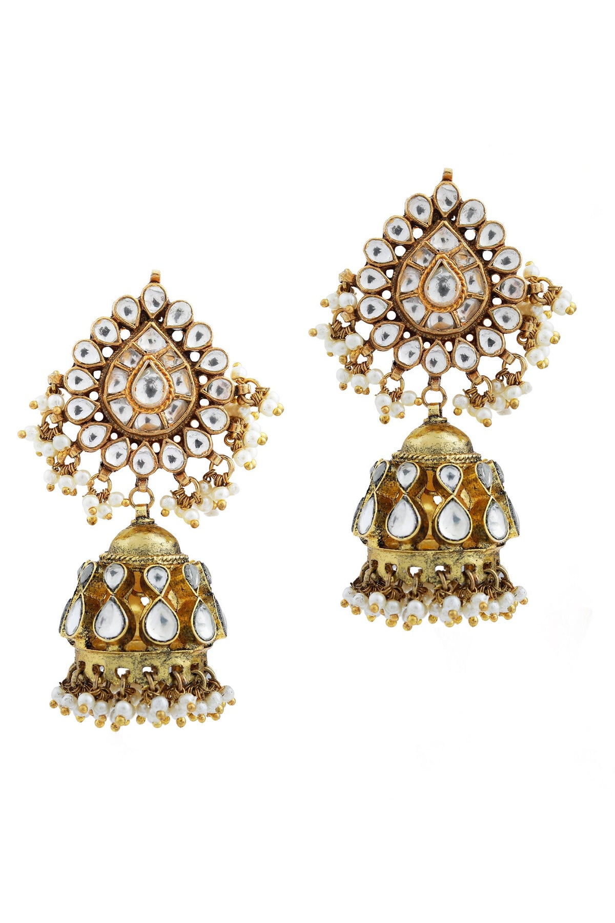Glitz Petal Jadau Jhumkas 