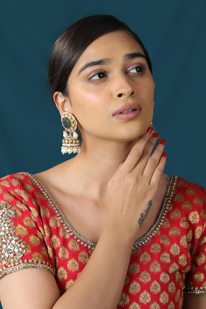 Bloom Stone & Pearl Embellished Jhumkas 