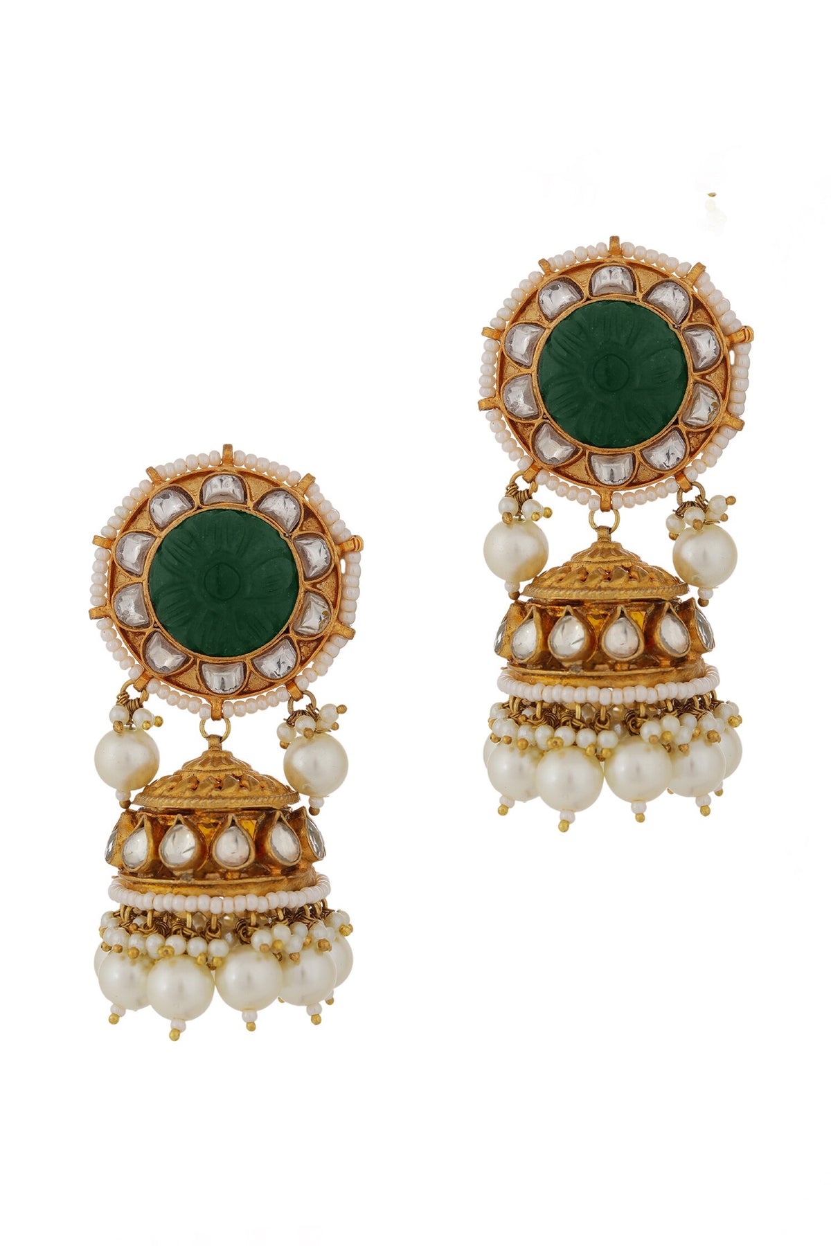 Bloom Stone & Pearl Embellished Jhumkas 