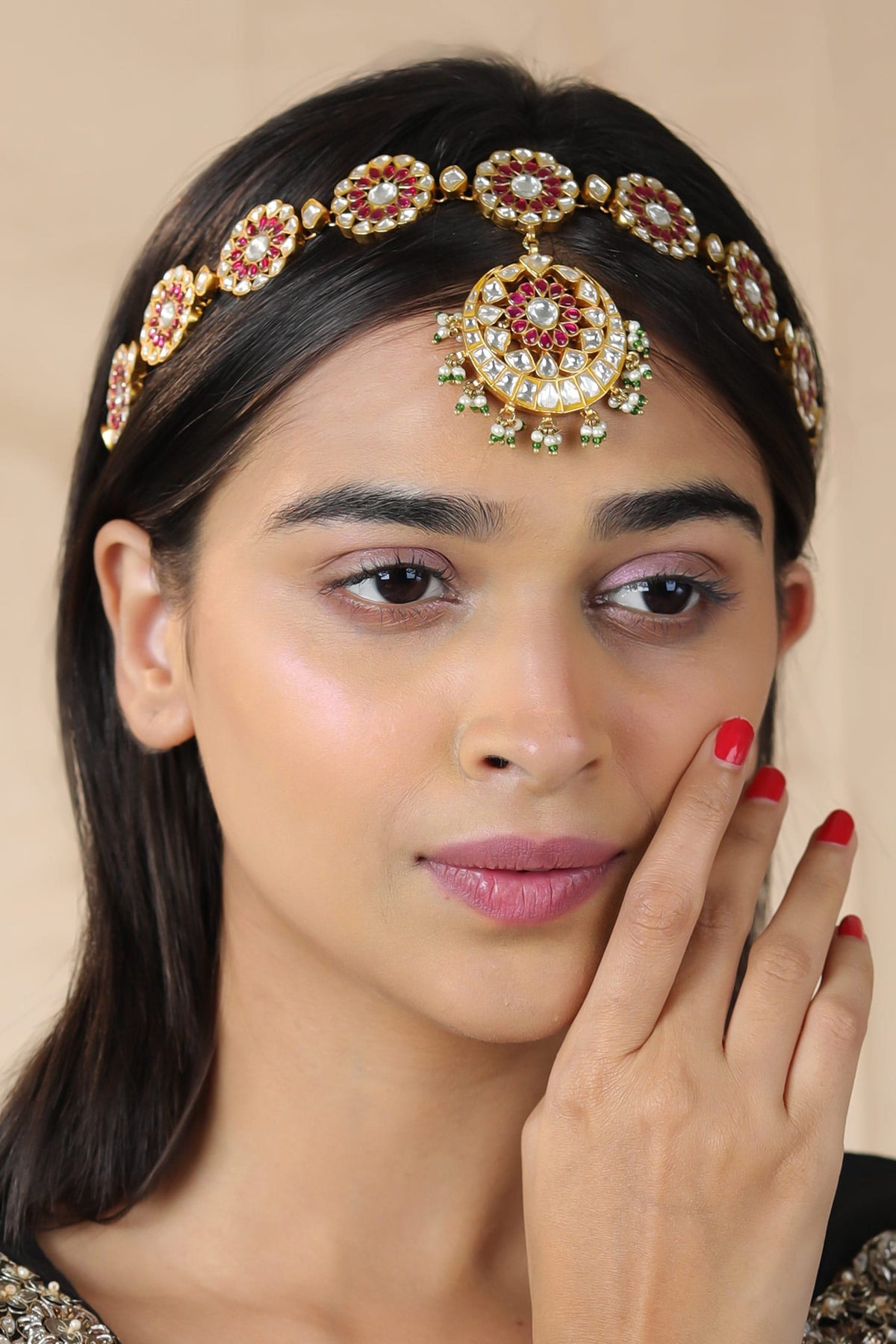 Stone Embellished Jadau Rajasthani Phool Mathapatti 