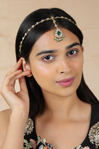 Kundan Ocean Drop Embellished Mathapatti 
