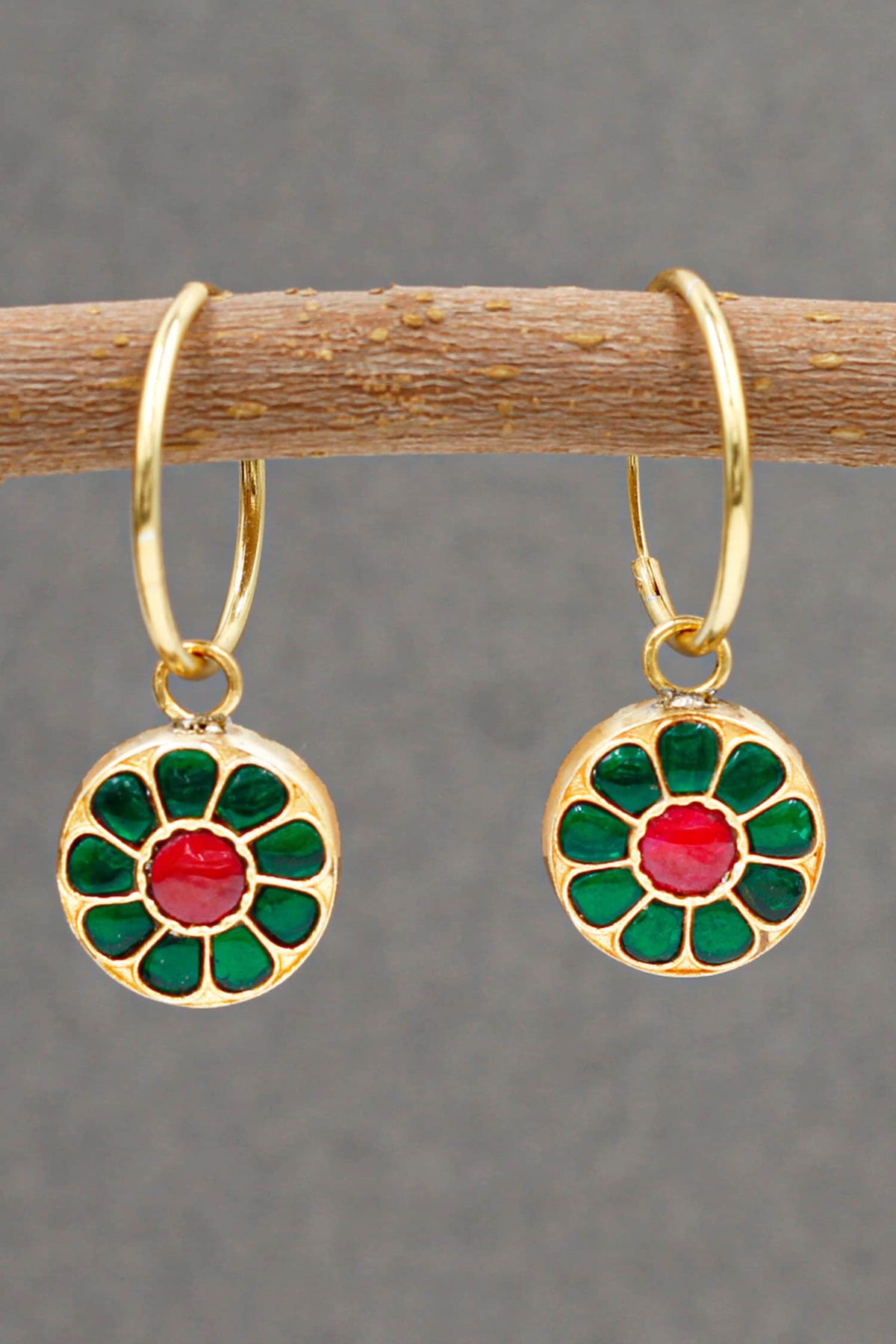 Stone Embellished Circular Hoops 