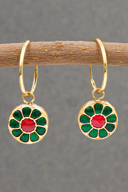 Stone Embellished Circular Hoops 