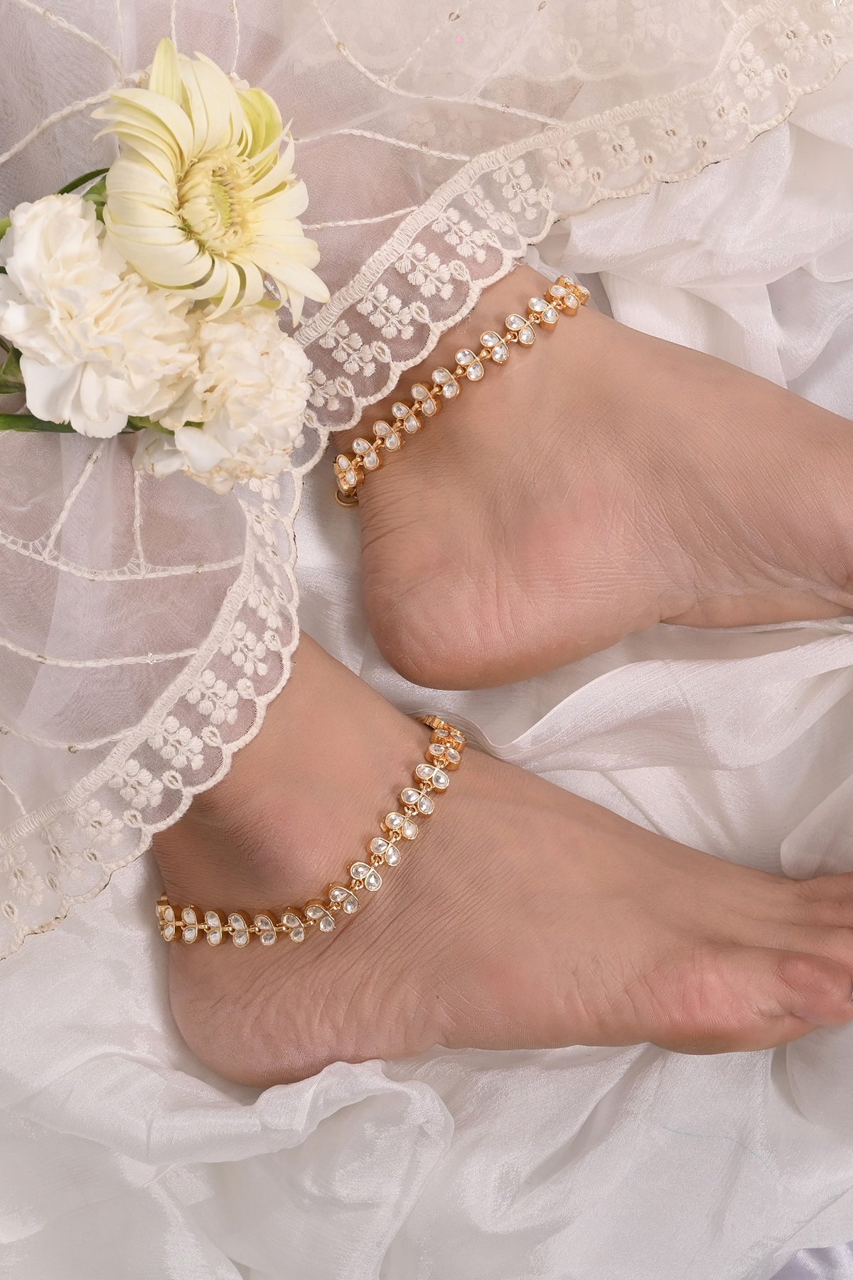 Leaf Carved Anklets - Set of 2 