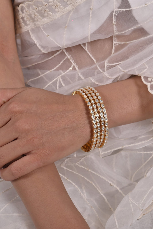 Stone Embellished Cutwork Bangles - Set of 2 