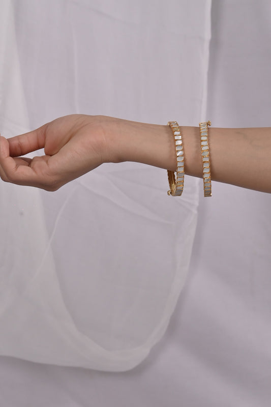 Geometric Carved Bangles - Set of 2 