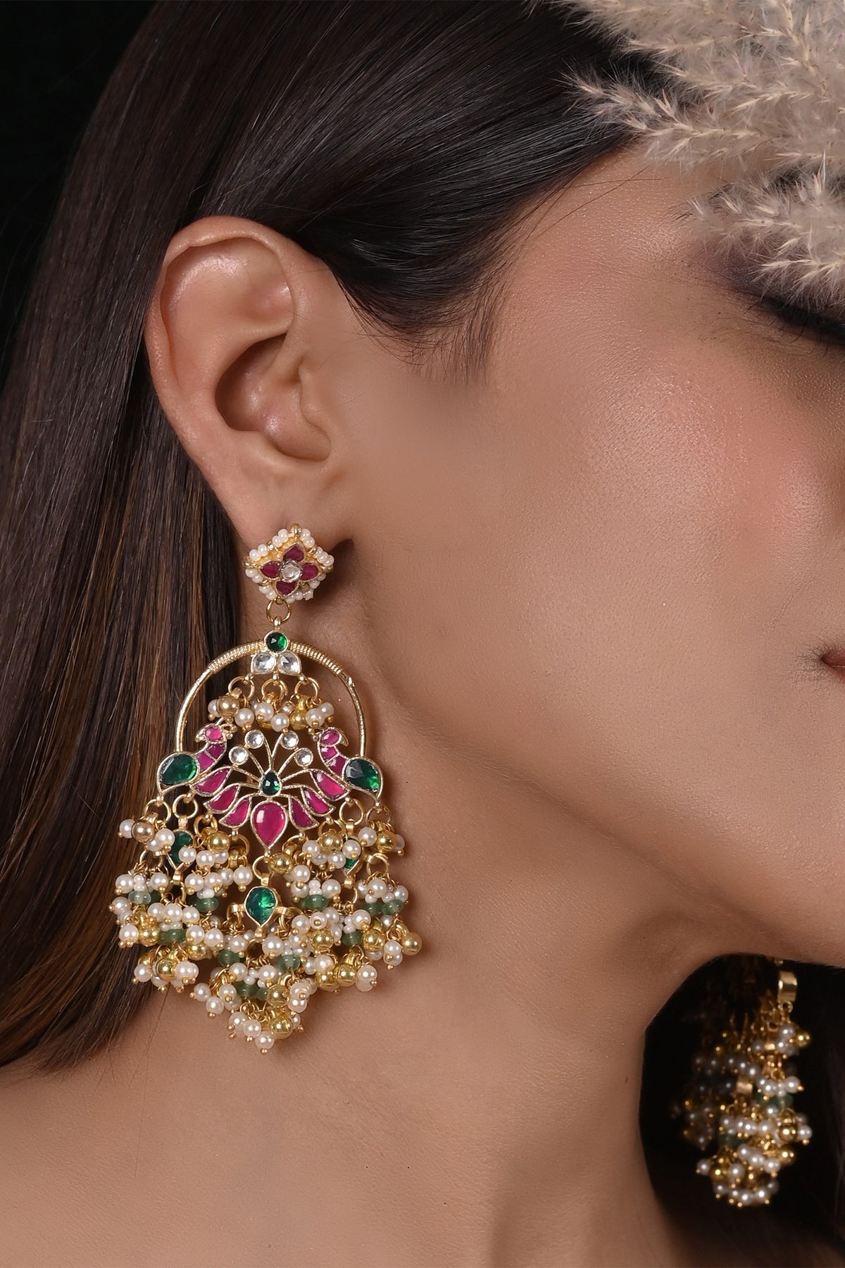 Peacock Carved Cutwork Earrings 