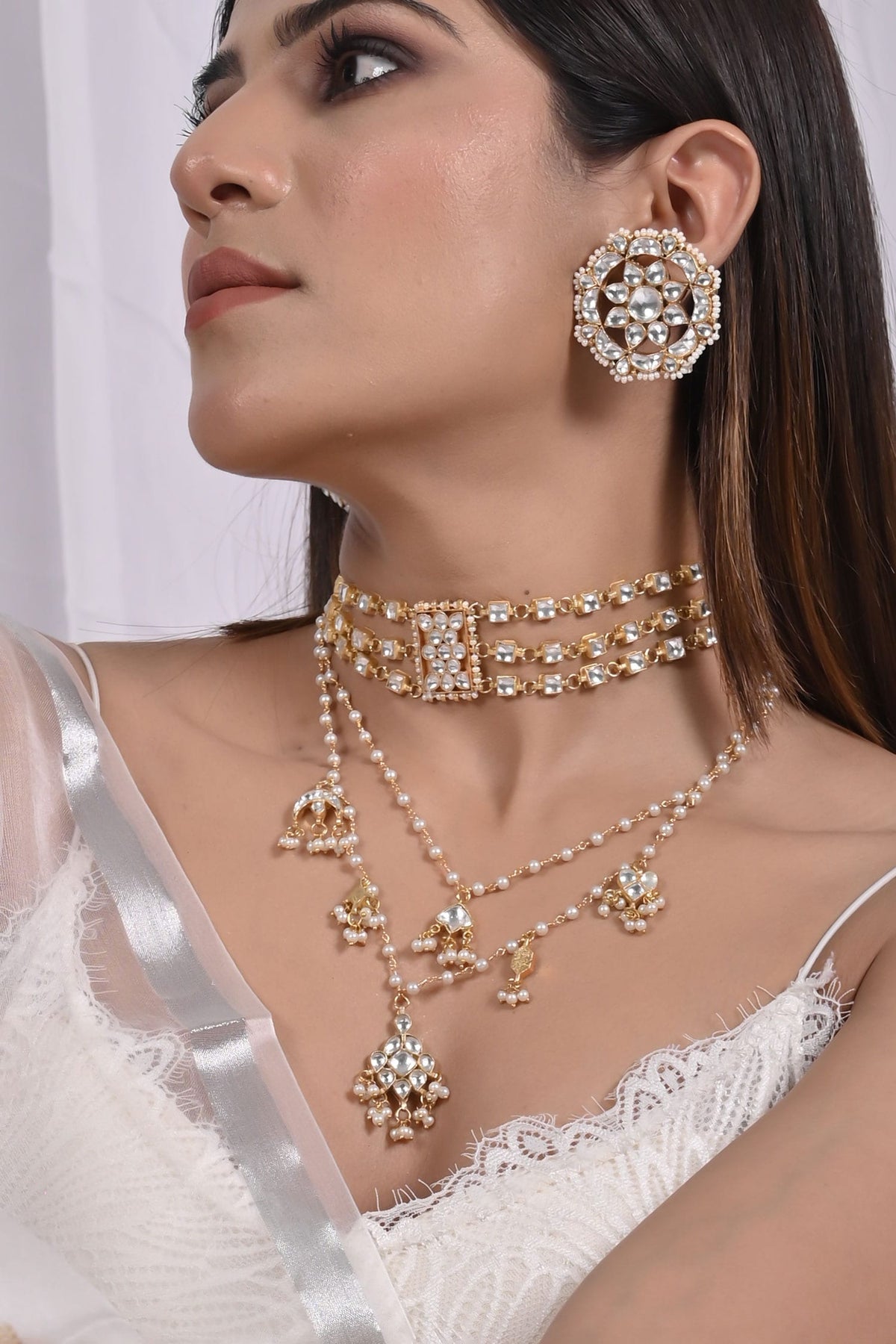 Kundan Embellished Necklace Set 