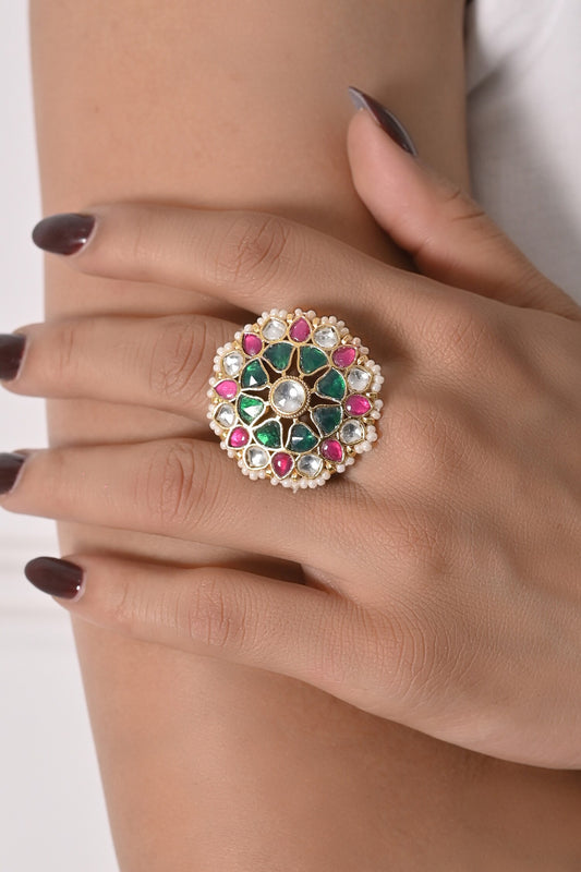 Kundan & Stones Embellished Ring 