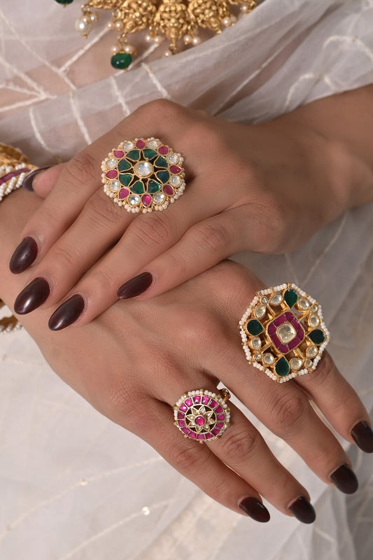 Kundan & Beaded Embellished Ring 