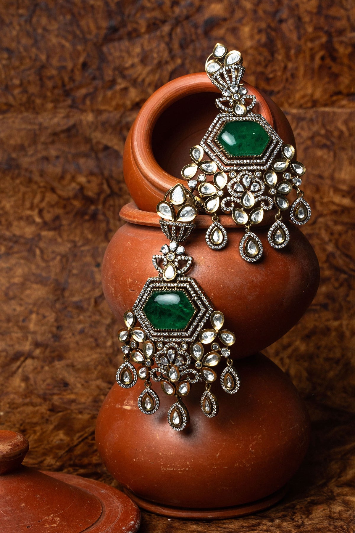 Maharani Polki Studded Floral Chandelier 
