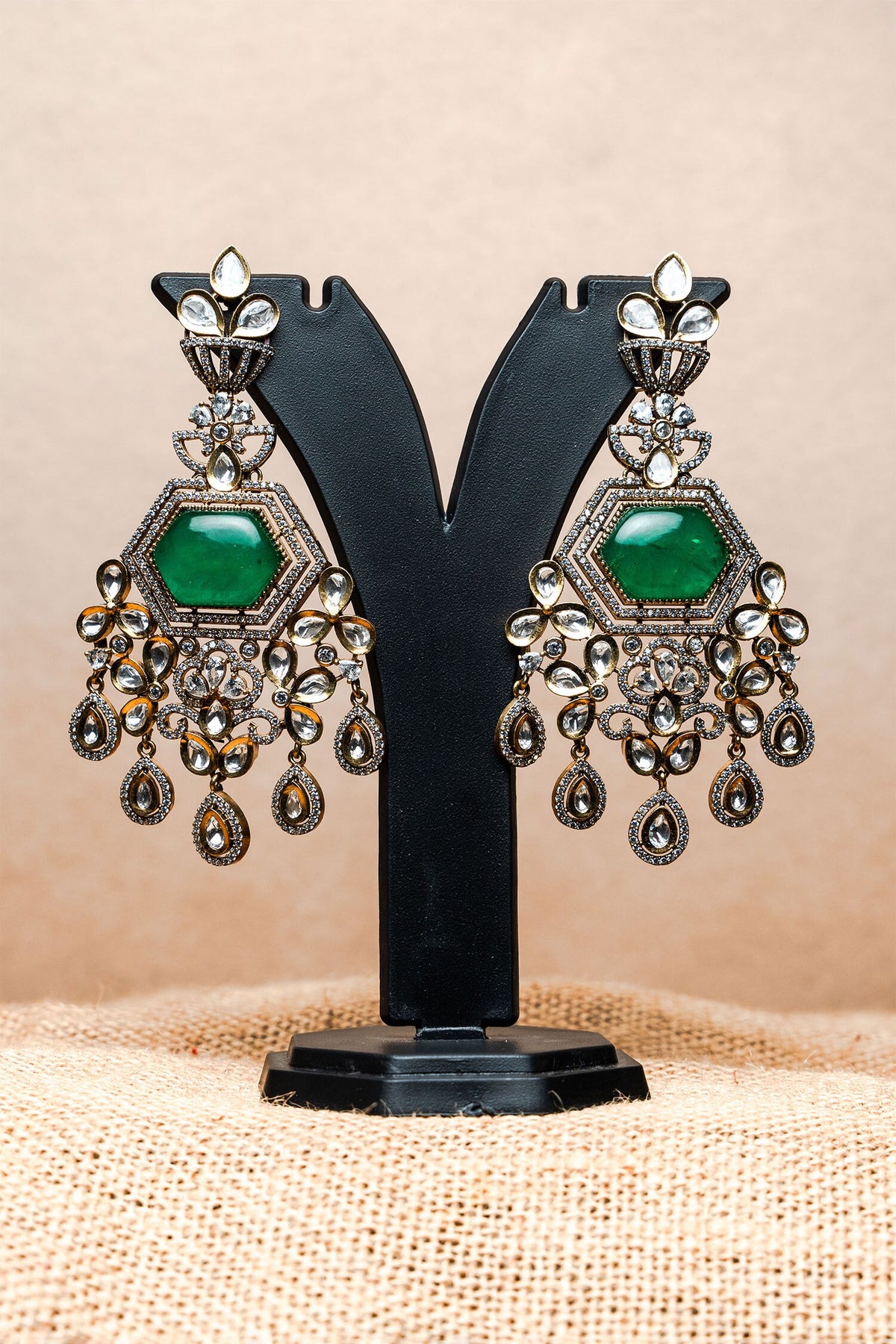 Maharani Polki Studded Floral Chandelier 