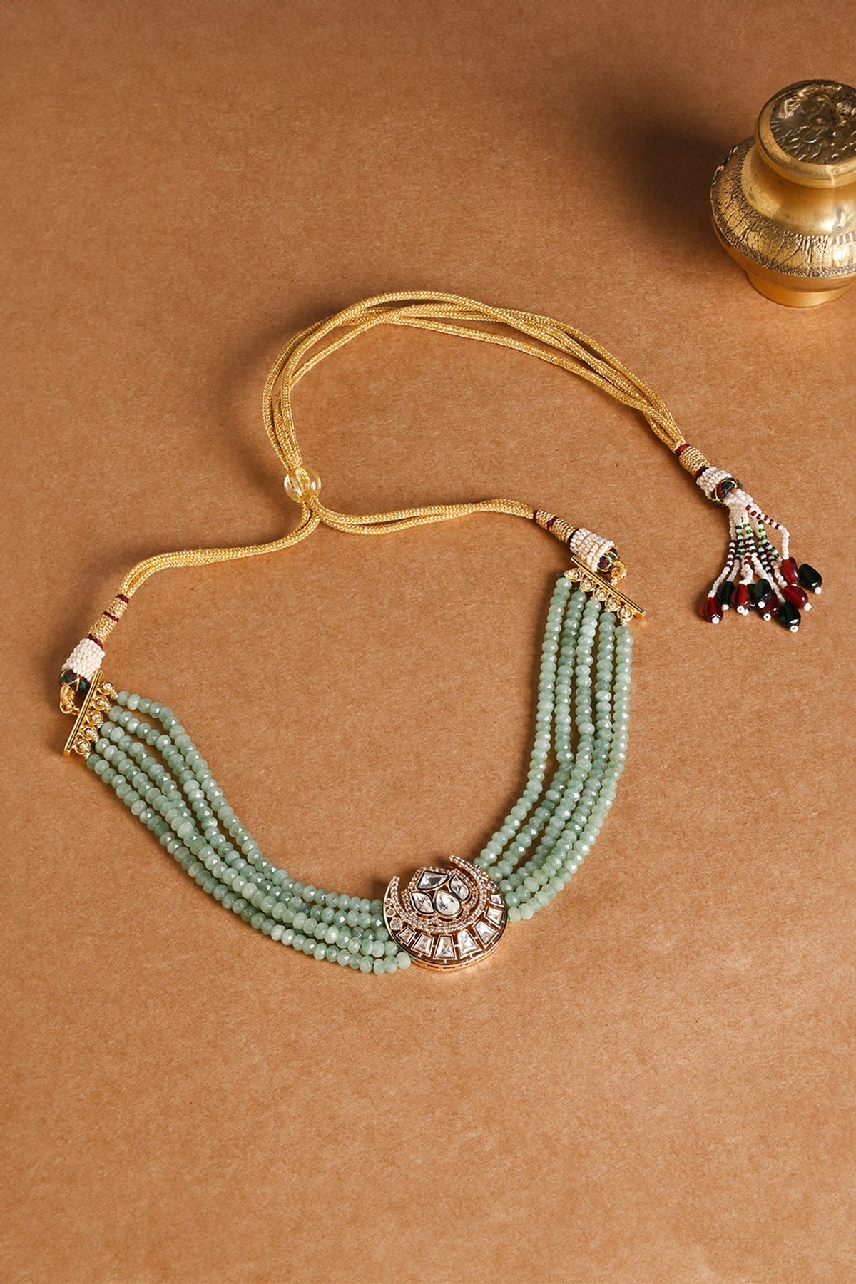 Half Moon Stone Embellished Choker Necklace Set 