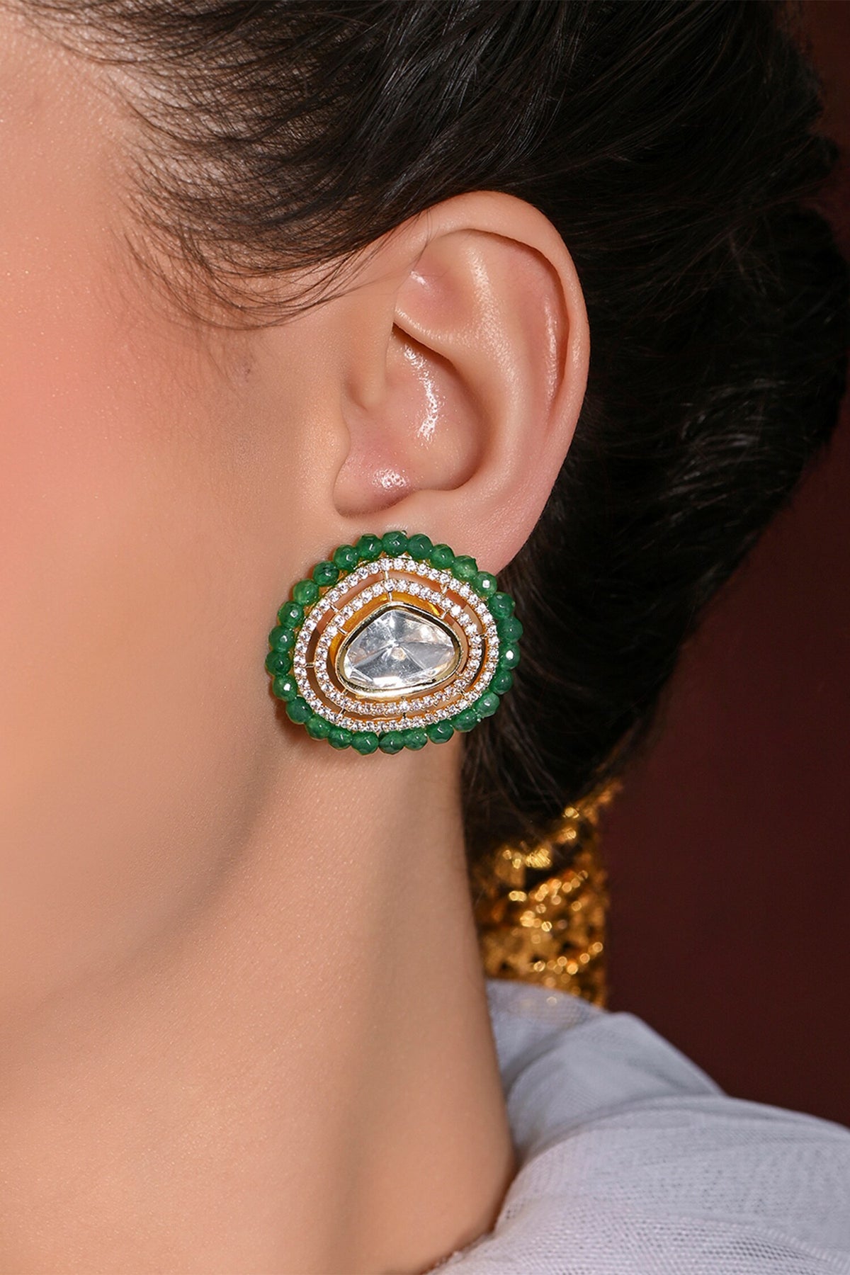 Luminescent Embellished Stud Earrings 