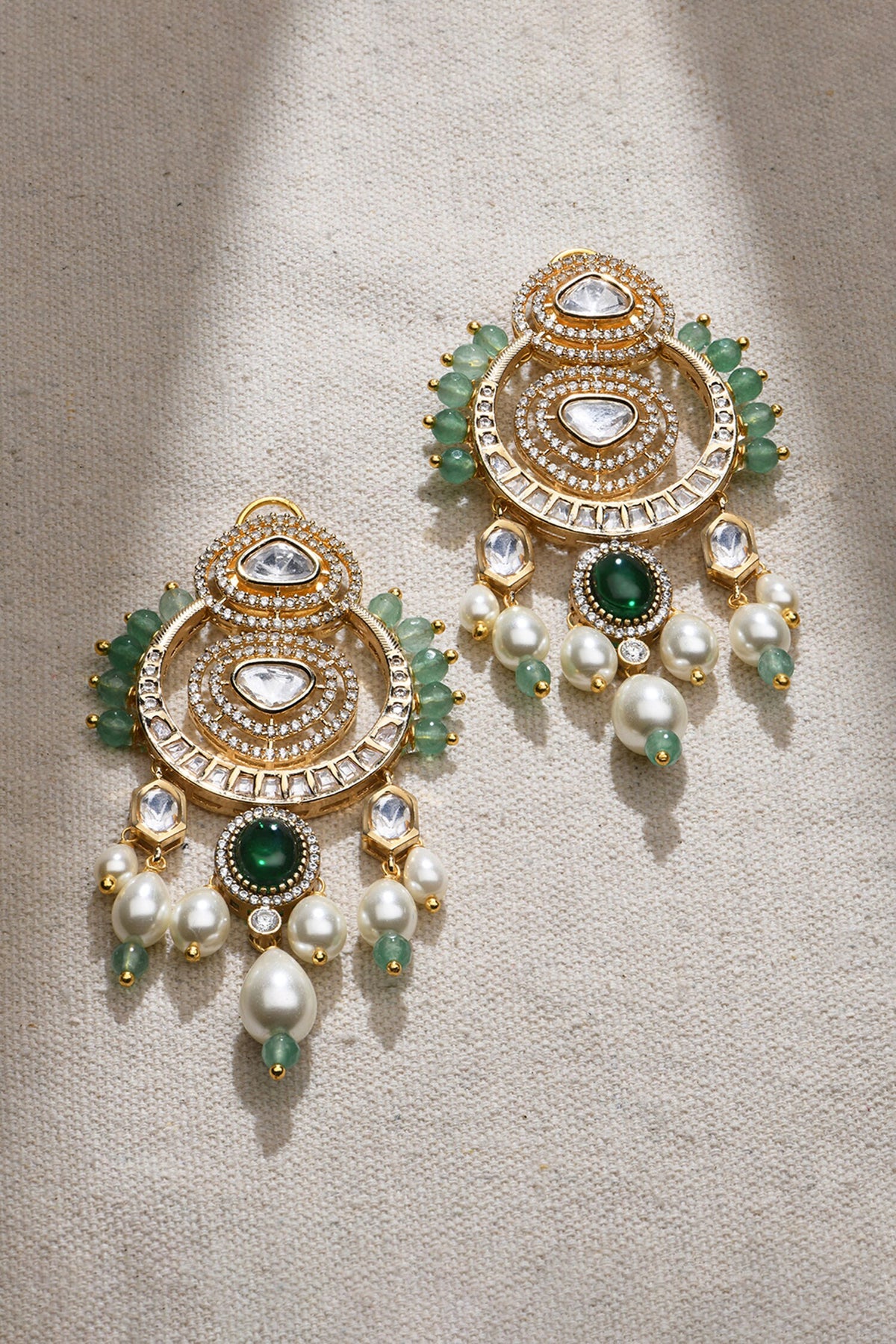 Enlivened Green Chandbali Dangler Earrings 