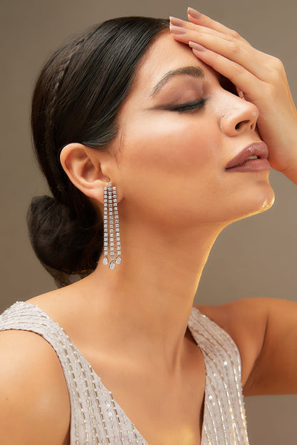 Faux Diamond Studded String Earrings 