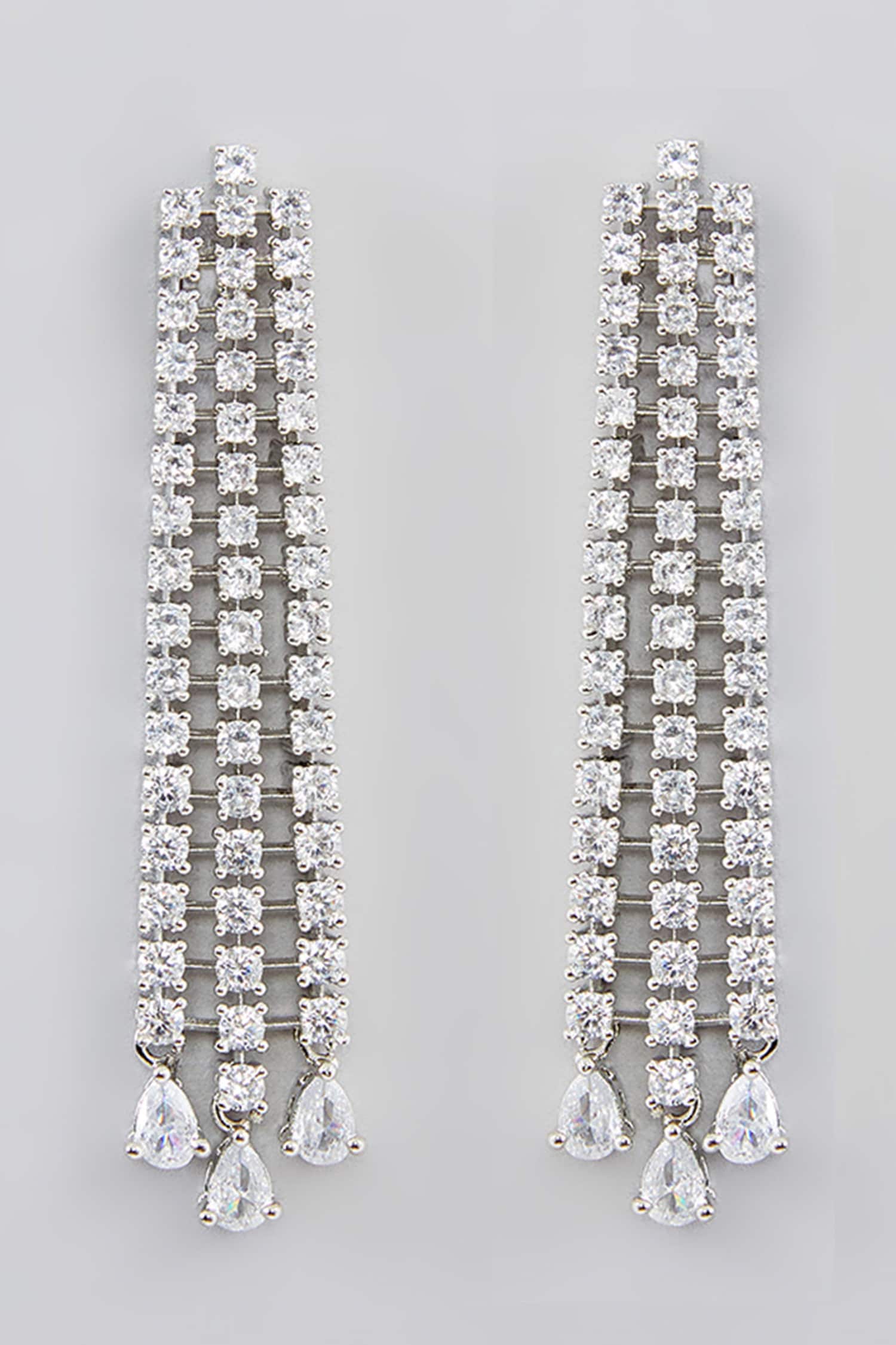 Faux Diamond Studded String Earrings 