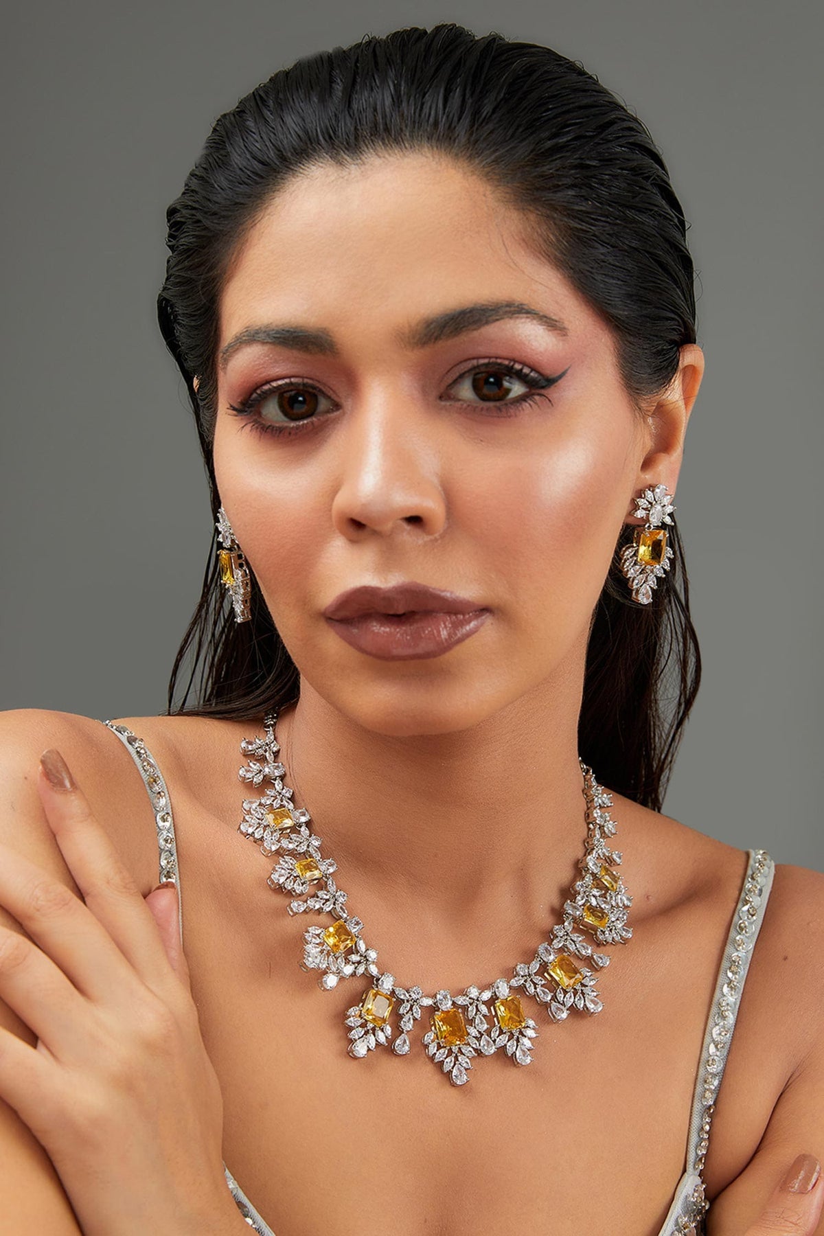 Stone Embellished Necklace Set 