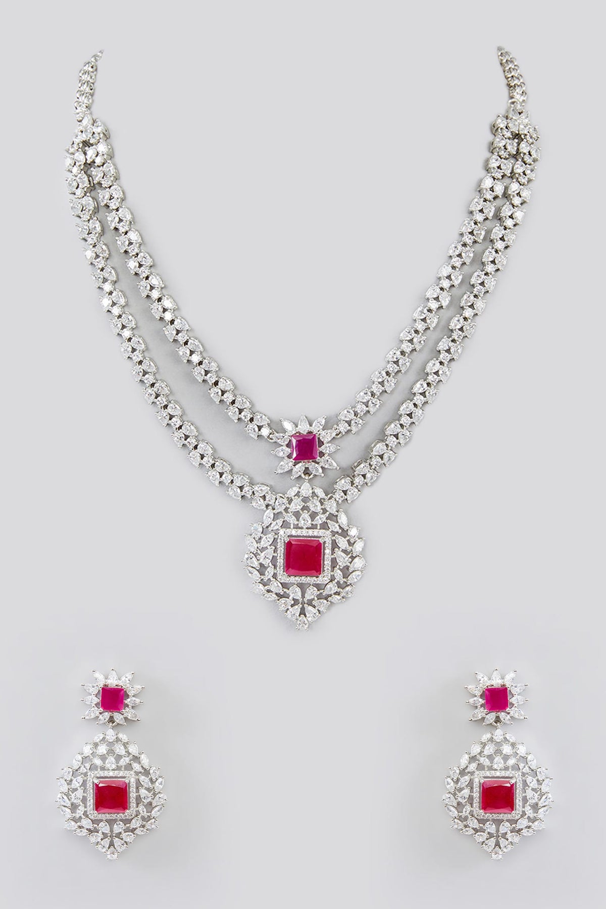 Double Layered Embellished Necklace Set 