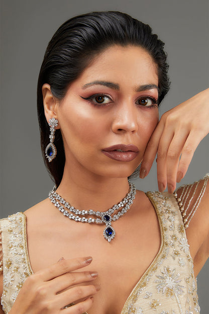 Double Layered Stone Embellished Jewellery Set 